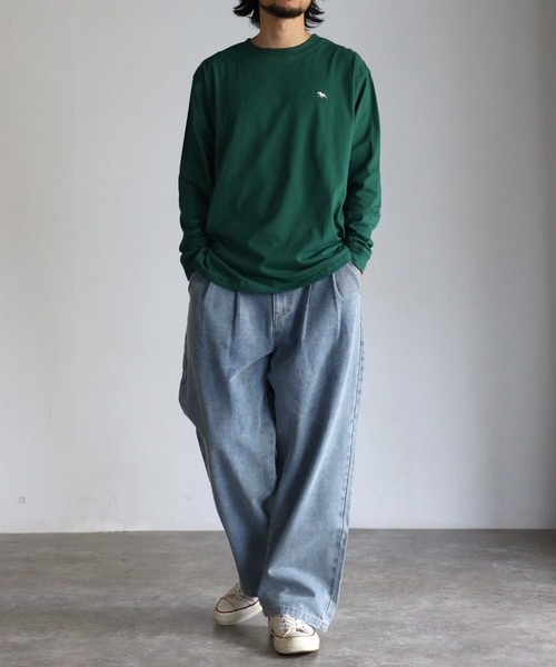 POLOCHAMPS（ポロチャンプス）の「【POLO CHAMPS/ポロチャンプス】ビッグシルエット ワンポイント刺繍 ロングTシャツ（Tシャツ/カットソー・メンズ・ホワイト/ブラック/ダークグリーン/ベージュ/ネイビー・M/L）」の16枚目の写真