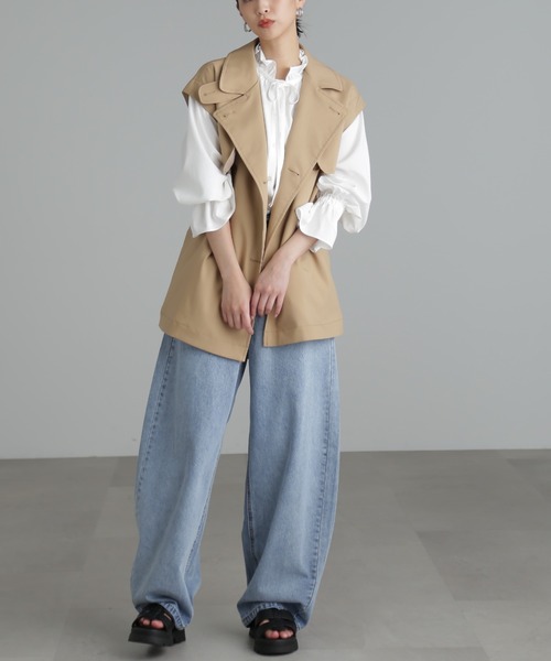 FREE'S MART（フリーズマート）の「◆袖取り外し2Wayミドル丈トレンチコート（トレンチコート・レディース・ベージュ・SMALL/MEDIUM）」の14枚目の写真