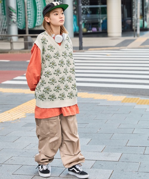 FLOOWM】Wジャガード編み フラワーモノグラム ニットベスト MONO-MART