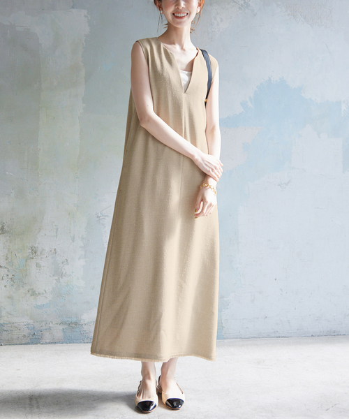 SLOBE IENA(スローブイエナ)の「ループツイードキーネックワンピース(ワンピース・レディース・ベージュ/ネイビー・38/36)」の21枚目の写真