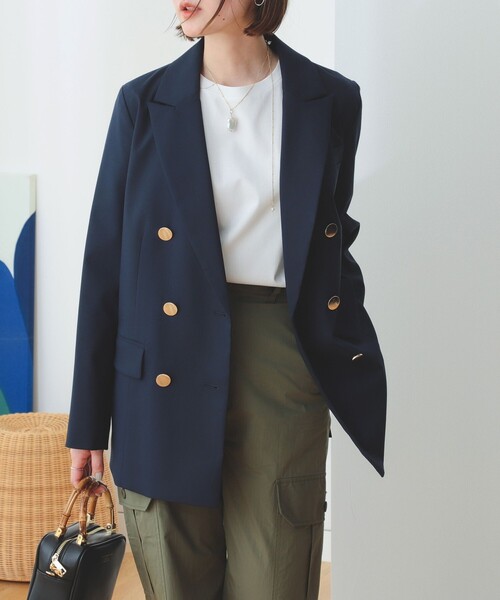 B:MING by BEAMS(ビーミングバイビームス)の「B:MING by BEAMS / ダブル ブレスト ジャケット(テーラードジャケット・レディース・ネイビー/ベージュ・MEDIUM/SMALL)」の2枚目の写真