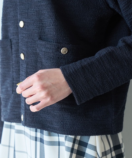 ROPE' PICNIC(ロペピクニック)の「カットツイードメタル釦カーディガン(カーディガン/ボレロ・レディース・ホワイト/ネイビー/グリーン・38)」の9枚目の写真