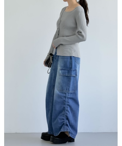 Re:EDIT（リエディ）の「[神山まりあさん着用][2024SS COLLECTION][2点セット]リボンカーディガン×アメスリキャミソールセット（アンサンブル・レディース・ブラック/ホワイト/グレー・LARGE/MEDIUM）」の17枚目の写真