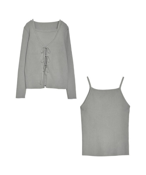 Re:EDIT（リエディ）の「[神山まりあさん着用][2024SS COLLECTION][2点セット]リボンカーディガン×アメスリキャミソールセット（アンサンブル・レディース・ブラック/ホワイト/グレー・LARGE/MEDIUM）」の8枚目の写真
