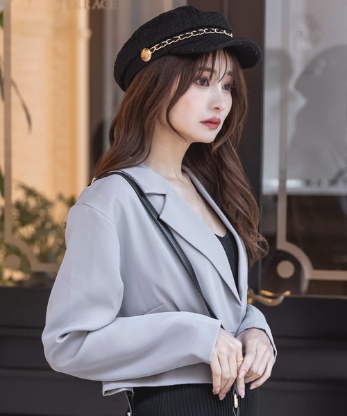 Julia Boutique（ジュリアブティック）の「チェーン付きジュート風キャスケット/23086（キャスケット・レディース・ブラック/ホワイト・ONE）」の10枚目の写真