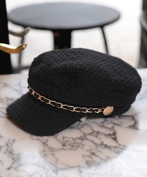Julia Boutique（ジュリアブティック）の「チェーン付きジュート風キャスケット/23086（キャスケット・レディース・ブラック/ホワイト・ONE）」の11枚目の写真