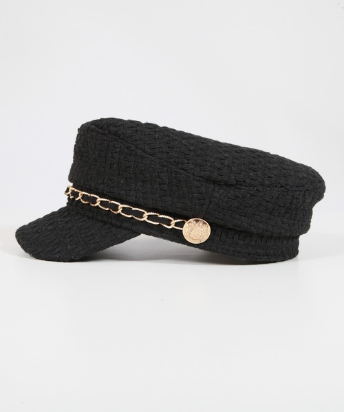 Julia Boutique（ジュリアブティック）の「チェーン付きジュート風キャスケット/23086（キャスケット・レディース・ブラック/ホワイト・ONE）」の14枚目の写真