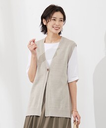 【洗える】 LICOテープベスト ニット ジレ