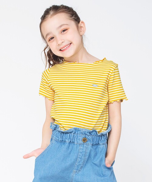 BRANSHES(ブランシェス)の「テレコ半袖Tシャツ(Tシャツ/カットソー・キッズ・その他/イエロー/フューシャピンク/アイボリー/ブラック・130/150/120/140/110/90/100/160)」の4枚目の写真