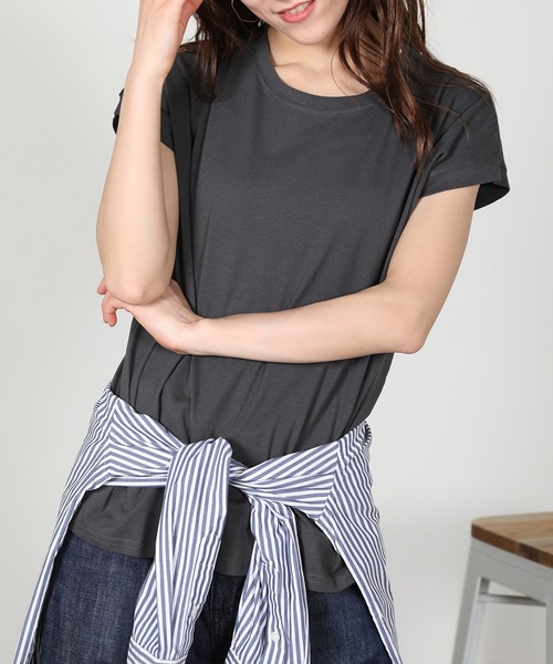 aity(アイティ)の「ノースリーブカットソー 夏服(Tシャツ/カットソー・レディース・チャコール/ピンク/グリーン/オフホワイト/ブラック/グレイッシュベージュ・M)」の3枚目の写真