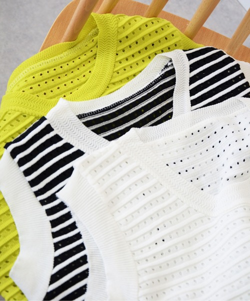 ibeul_（イベール）の「フレンチメッシュニットトップス（Tシャツ/カットソー・レディース・オリーブ/ブラック/ホワイト・FREE）」の9枚目の写真