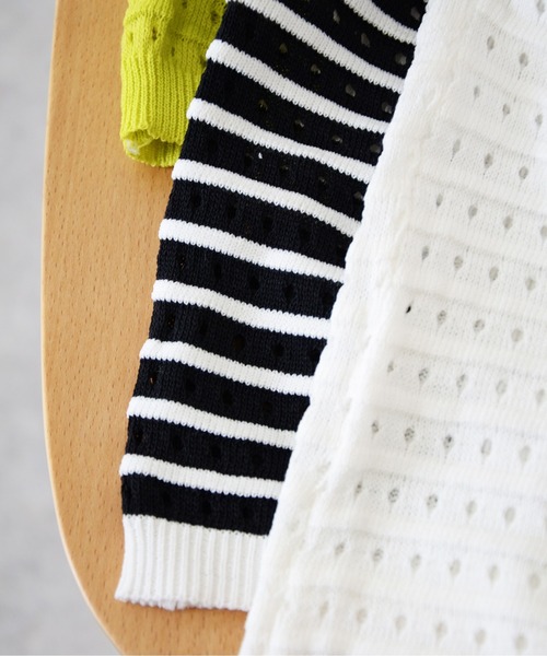 ibeul_（イベール）の「フレンチメッシュニットトップス（Tシャツ/カットソー・レディース・オリーブ/ブラック/ホワイト・FREE）」の6枚目の写真