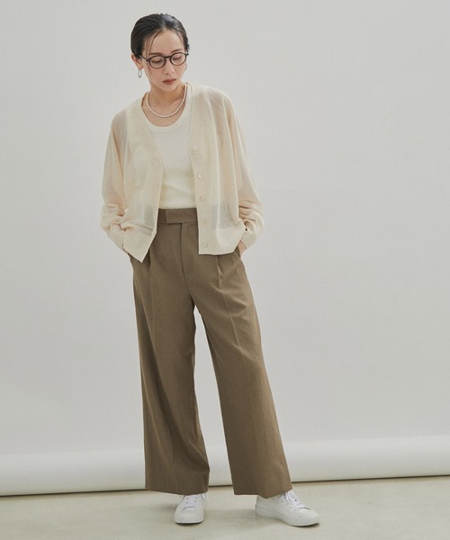 SALON adam et rope'（サロン アダム エ ロペ）の「【セットアップ対応】ガーメントダイリブタンクトップ/ノースリーブプルオーバー（タンクトップ・レディース・オフホワイト/ブラウン/チャコールグレー・FREE）」の12枚目の写真