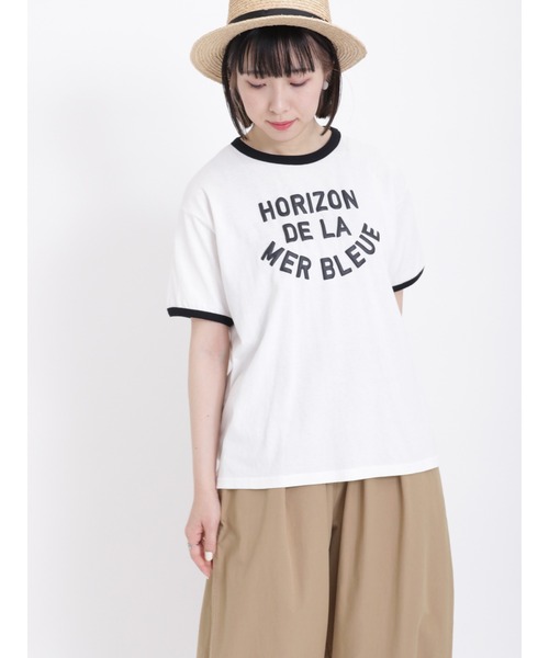 Samansa Mos2(サマンサ モスモス)の「ロゴ発泡プリントTシャツ(Tシャツ/カットソー・レディース・オフホワイト/ミント/チャコール・フリ-)」の1枚目の写真