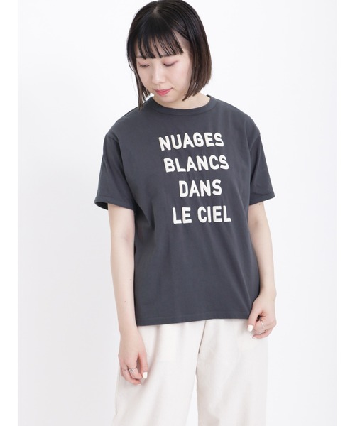 Samansa Mos2(サマンサ モスモス)の「ロゴ発泡プリントTシャツ(Tシャツ/カットソー・レディース・オフホワイト/ミント/チャコール・フリ-)」の2枚目の写真