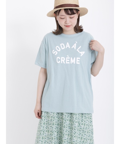 Samansa Mos2(サマンサ モスモス)の「ロゴ発泡プリントTシャツ(Tシャツ/カットソー・レディース・オフホワイト/ミント/チャコール・フリ-)」の3枚目の写真