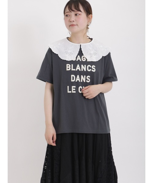 Samansa Mos2(サマンサ モスモス)の「ロゴ発泡プリントTシャツ(Tシャツ/カットソー・レディース・オフホワイト/ミント/チャコール・フリ-)」の5枚目の写真