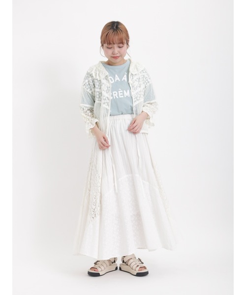 Samansa Mos2(サマンサ モスモス)の「ロゴ発泡プリントTシャツ(Tシャツ/カットソー・レディース・オフホワイト/ミント/チャコール・フリ-)」の14枚目の写真