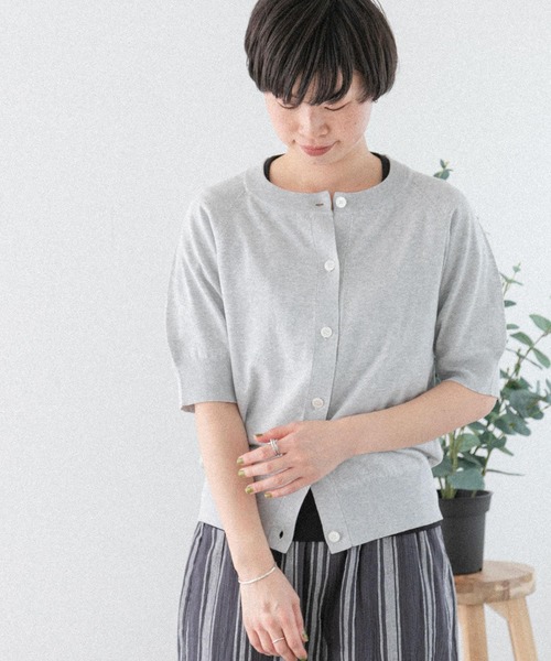 FORK&SPOON（フォークアンドスプーン）の「『洗濯可』FORK&SPOON　ラグラン5部袖カーディガン（カーディガン/ボレロ・レディース・ネイビー/ホワイト系その他/グレー系その他・1）」の22枚目の写真