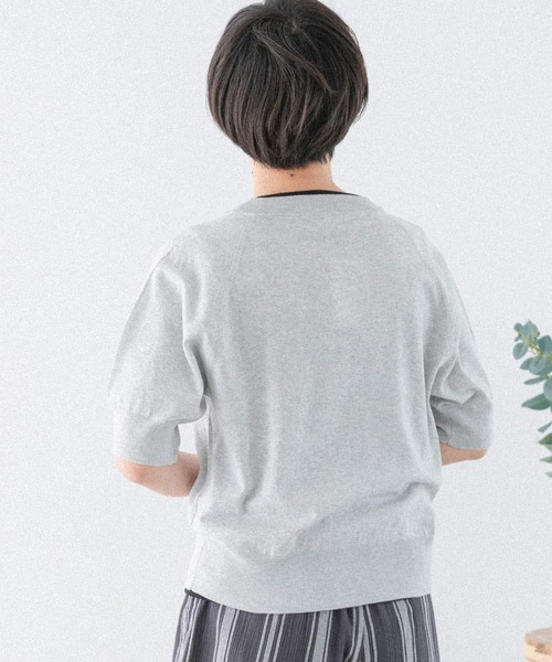 FORK&SPOON（フォークアンドスプーン）の「『洗濯可』FORK&SPOON　ラグラン5部袖カーディガン（カーディガン/ボレロ・レディース・ネイビー/ホワイト系その他/グレー系その他・1）」の16枚目の写真