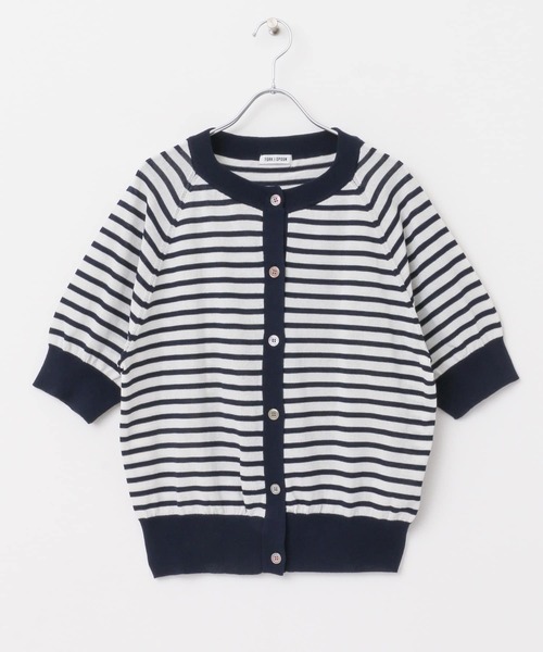 FORK&SPOON（フォークアンドスプーン）の「『洗濯可』FORK&SPOON　ラグラン5部袖カーディガン（カーディガン/ボレロ・レディース・ネイビー/ホワイト系その他/グレー系その他・1）」の15枚目の写真