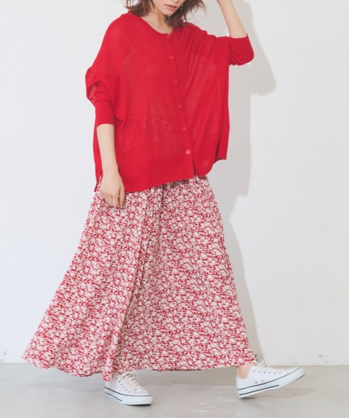 Libra Cue（リブラ キュー）の「フラワープリントギャザースカート（スカート・レディース・ネイビー/レッド・FREE）」の11枚目の写真