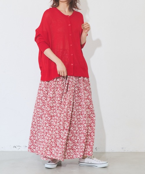 Libra Cue（リブラ キュー）の「フラワープリントギャザースカート（スカート・レディース・ネイビー/レッド・FREE）」の8枚目の写真