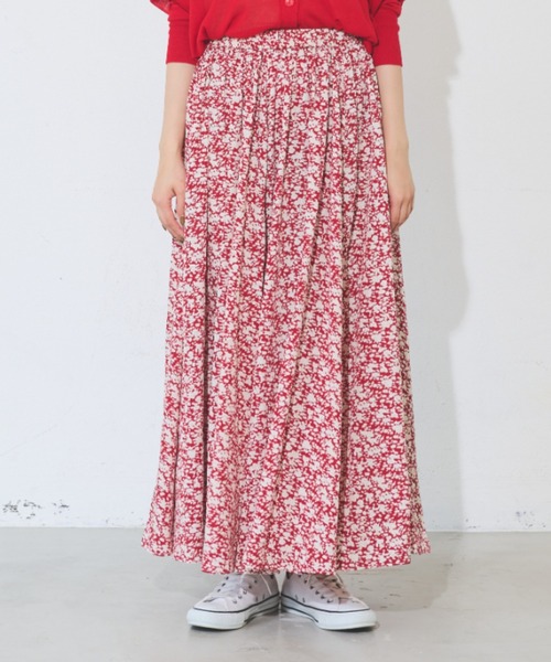 Libra Cue（リブラ キュー）の「フラワープリントギャザースカート（スカート・レディース・ネイビー/レッド・FREE）」の17枚目の写真