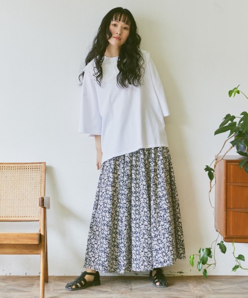 Libra Cue（リブラ キュー）の「フラワープリントギャザースカート（スカート・レディース・ネイビー/レッド・FREE）」の9枚目の写真