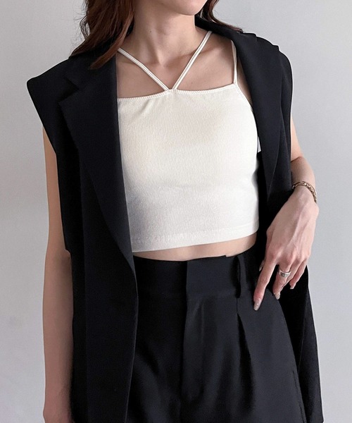reine レザーキャミソール（カップ付き） reine レザーキャミソール（カップ付き） カップ付きタンク