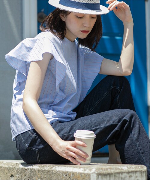 OPAQUE.CLIP(オペークドットクリップ)の「◆ラッフルフリルスリーブブラウス【UV/イージーケア/洗濯機洗い可】(シャツ/ブラウス・レディース・ブラック/ブルー系7/ボルドー/ホワイト系その他3・34/36/38/40/42)」の19枚目の写真