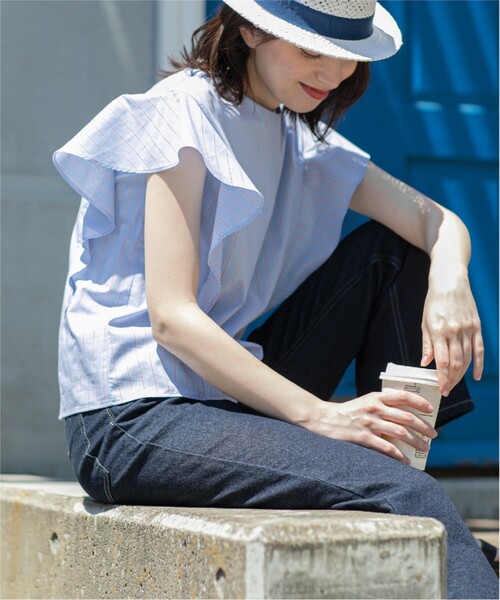 OPAQUE.CLIP(オペークドットクリップ)の「◆ラッフルフリルスリーブブラウス【UV/イージーケア/洗濯機洗い可】(シャツ/ブラウス・レディース・ブラック/ブルー系7/ボルドー/ホワイト系その他3・34/36/38/40/42)」の20枚目の写真