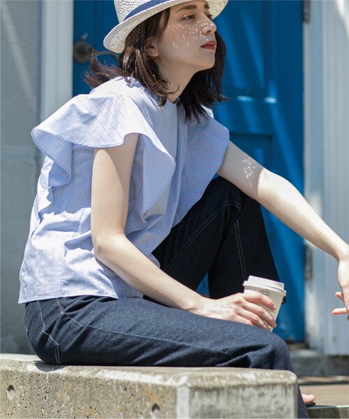 OPAQUE.CLIP(オペークドットクリップ)の「◆ラッフルフリルスリーブブラウス【UV/イージーケア/洗濯機洗い可】(シャツ/ブラウス・レディース・ブラック/ブルー系7/ボルドー/ホワイト系その他3・34/36/38/40/42)」の21枚目の写真