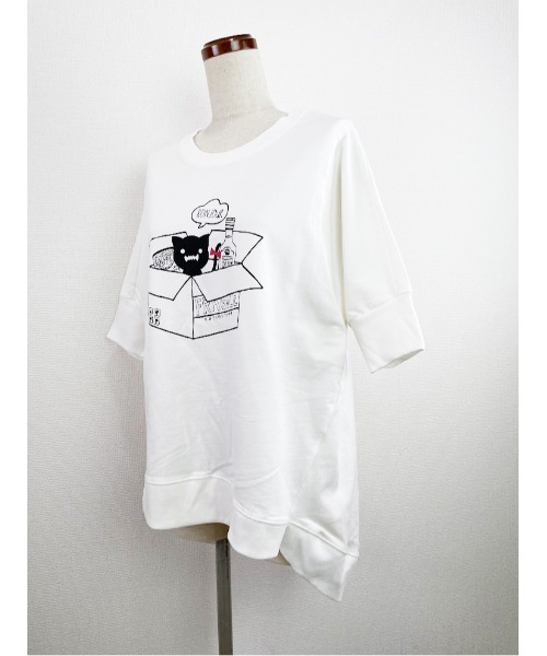Rydia(リディア)の「リブドルマントップス(Tシャツ/カットソー・レディース・アイボリー/ブラック・M)」の3枚目の写真