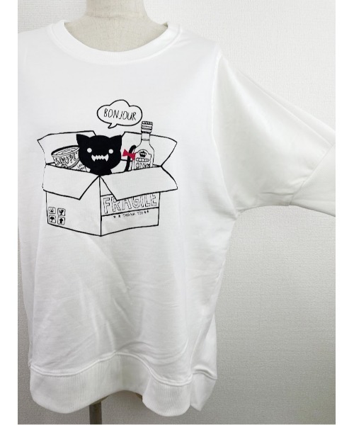 Rydia(リディア)の「リブドルマントップス(Tシャツ/カットソー・レディース・アイボリー/ブラック・M)」の6枚目の写真