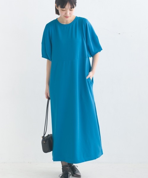 梨地ランタンスリーブワンピース半袖