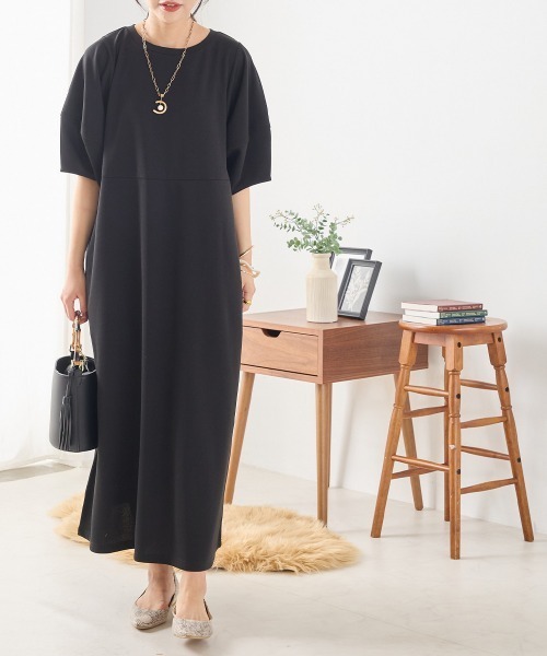 梨地ランタンスリーブワンピース半袖