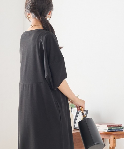 梨地ランタンスリーブワンピース半袖