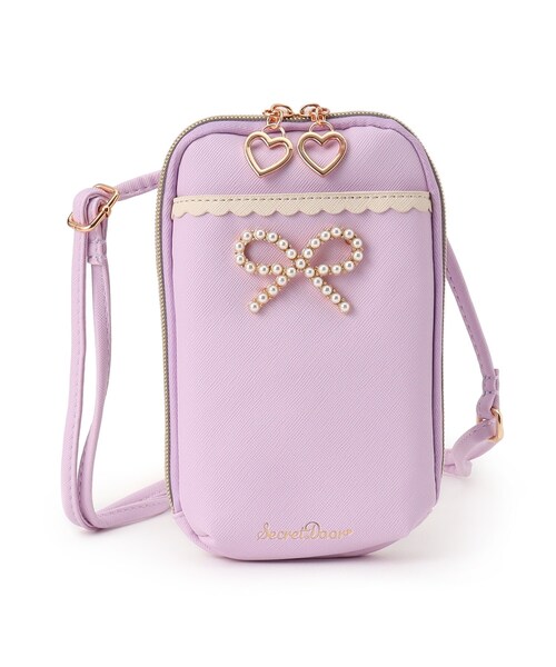 Ober Tashe(オーバータッシェ)の「マルチショルダー お財布ショルダー リボン フェイクパール(ショルダーバッグ・レディース・ブラック/パープル系/ピンク系・FREE)」の2枚目の写真