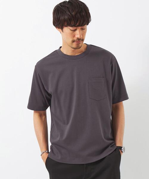 green label relaxing(グリーンレーベルリラクシング)の「GIZA A/S クルーネック Tシャツ -汗染み防止-(Tシャツ/カットソー・メンズ・ライトグレー/ピンク/ライム/ダークグレー・S/M/L/XL)」の3枚目の写真