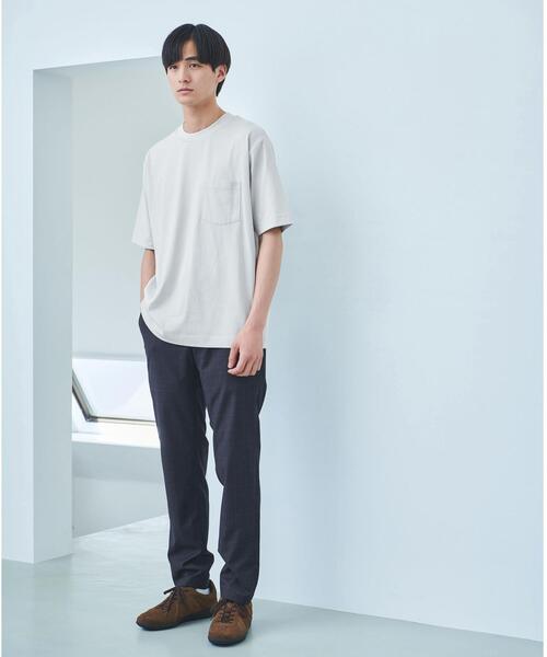 green label relaxing(グリーンレーベルリラクシング)の「GIZA A/S クルーネック Tシャツ -汗染み防止-(Tシャツ/カットソー・メンズ・ライトグレー/ピンク/ライム/ダークグレー・S/M/L/XL)」の5枚目の写真