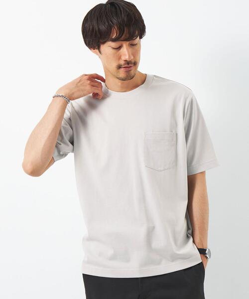 green label relaxing(グリーンレーベルリラクシング)の「GIZA A/S クルーネック Tシャツ -汗染み防止-(Tシャツ/カットソー・メンズ・ライトグレー/ピンク/ライム/ダークグレー・S/M/L/XL)」の7枚目の写真