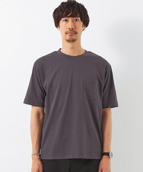 green label relaxing(グリーンレーベルリラクシング)の「GIZA A/S クルーネック Tシャツ -汗染み防止-(Tシャツ/カットソー・メンズ・ライトグレー/ピンク/ライム/ダークグレー・S/M/L/XL)」の9枚目の写真