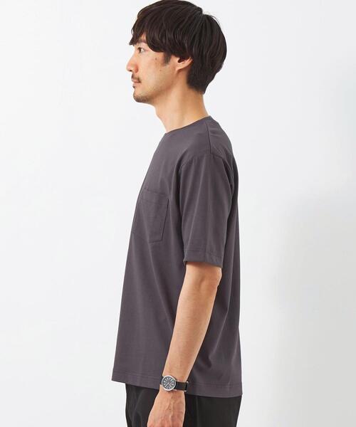 green label relaxing(グリーンレーベルリラクシング)の「GIZA A/S クルーネック Tシャツ -汗染み防止-(Tシャツ/カットソー・メンズ・ライトグレー/ピンク/ライム/ダークグレー・S/M/L/XL)」の10枚目の写真