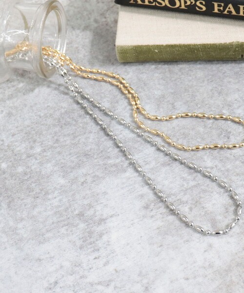 fredy emue(フレディエミュ)の「メタルライスビーズネックレス(ネックレス・レディース・シルバー/ゴールド・FREE)」の2枚目の写真