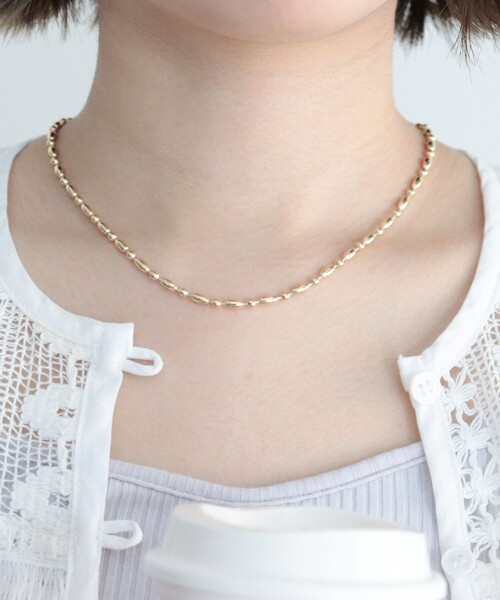 fredy emue(フレディエミュ)の「メタルライスビーズネックレス(ネックレス・レディース・シルバー/ゴールド・FREE)」の4枚目の写真