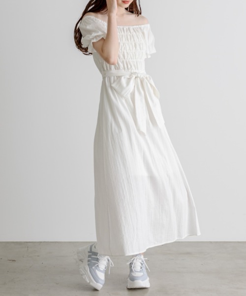 OLIVE des OLIVE（オリーブデオリーブ）の「シャーリングダブルフロントワンピース　1031090640（ワンピース・レディース・レオパード/オフホワイト/ブラック・FREE）」の2枚目の写真