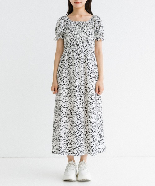 OLIVE des OLIVE（オリーブデオリーブ）の「シャーリングダブルフロントワンピース　1031090640（ワンピース・レディース・レオパード/オフホワイト/ブラック・FREE）」の7枚目の写真