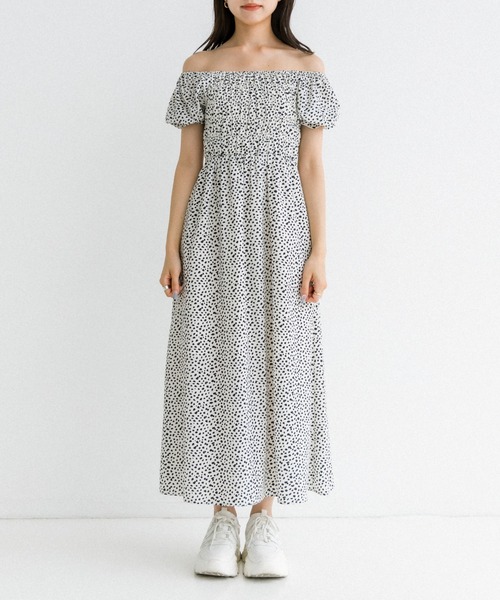 OLIVE des OLIVE（オリーブデオリーブ）の「シャーリングダブルフロントワンピース　1031090640（ワンピース・レディース・レオパード/オフホワイト/ブラック・FREE）」の18枚目の写真