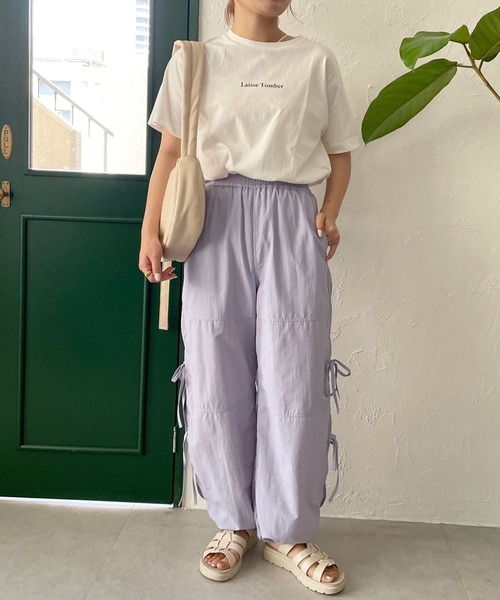 LOWRYS FARM（ローリーズファーム）の「サイドスリットドロストパンツ　962774（その他パンツ・レディース・チャコールグレー/アイボリー/パープル・FREE）」の5枚目の写真